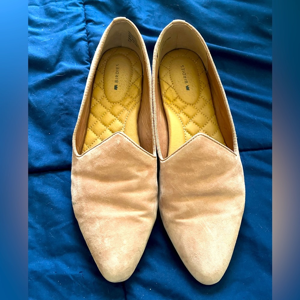 Birdies The Starling light pink suede Women’s Loafers. Size 8.5